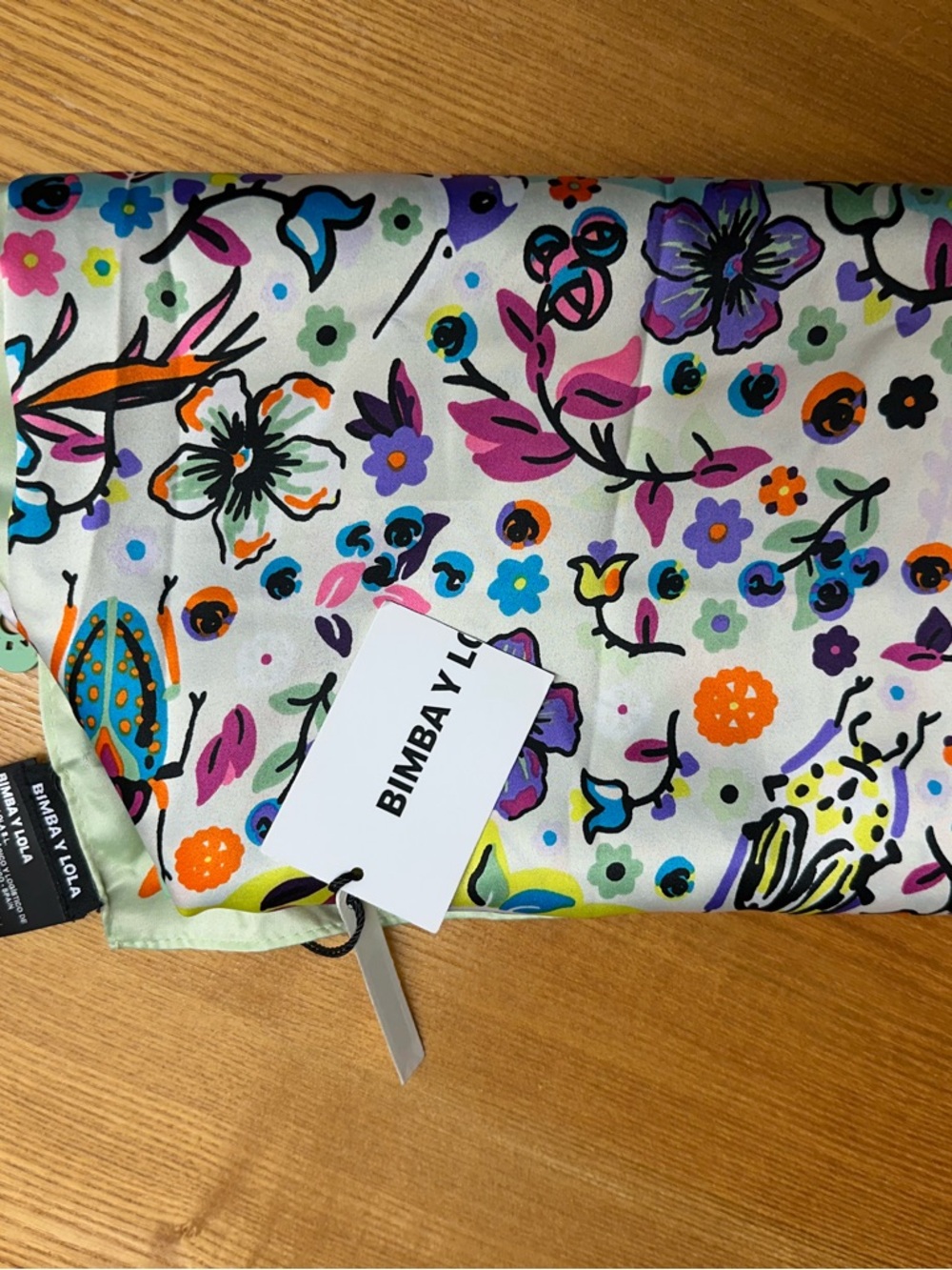 Bimbay Lola Floral Silk Scarf in Multicolor NEW! with Tags!!!   3'x3'